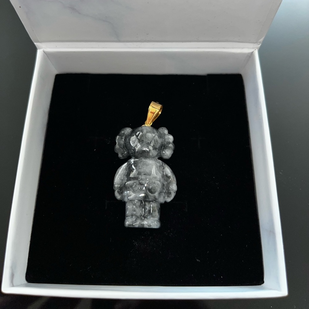 KAWS Jade Pendant 18k gold bail